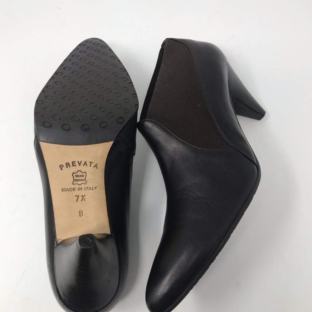 Prevata Black Leather Ankle Booties Slip On 7.5 - Picture 5 of 8